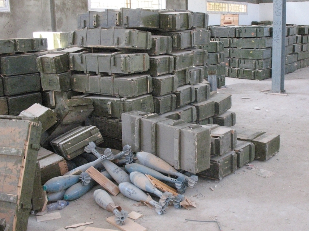 Large mortar shells sit unguarded, and boxes that once held anti-aircraft missiles and other heavy  weapons  are strewn about arms depots around Tripoli. Rebels say they've taken some ammunition, but U.S. officials and others express  fears the  weapons could fall into the wrong hands.