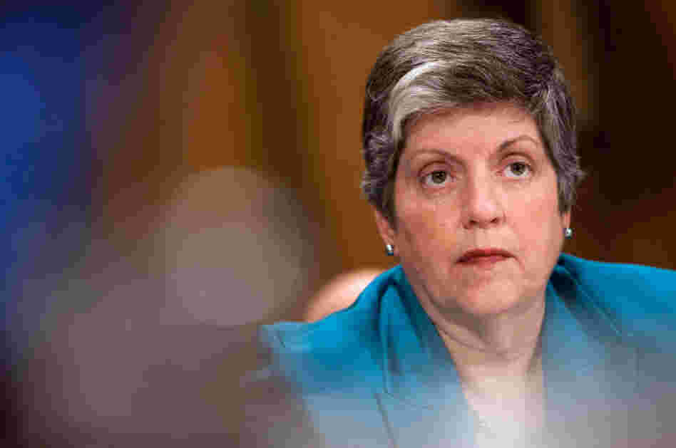 Janet Napolitano, Secretary of the Department of Homeland Security, testifies at a hearing on Capitol Hill. Janet Napolitano, Secretary of the Department of Homeland Security, testifies at a hearing on Capitol Hill.