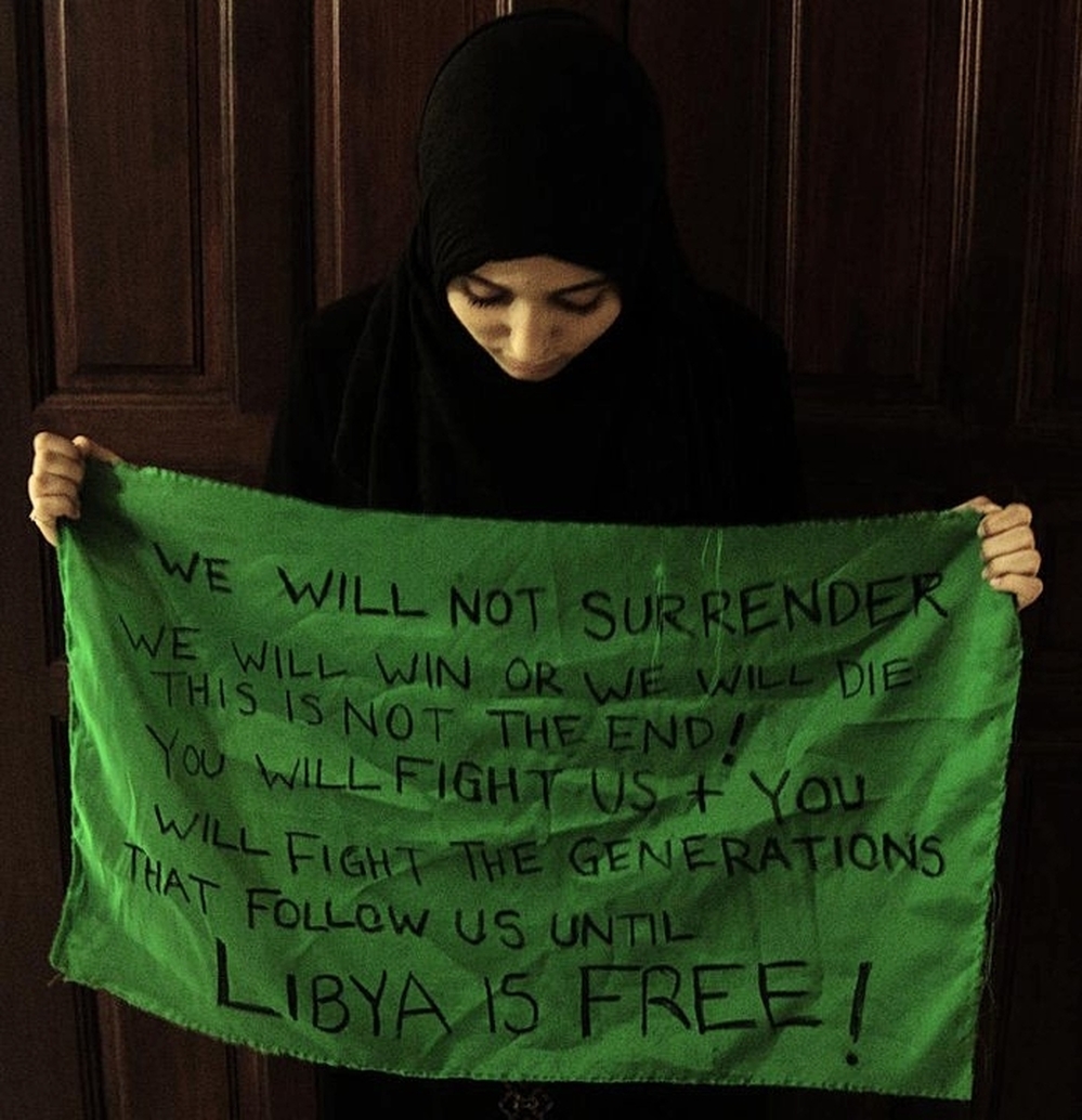 The photograph taken by Zehra Tajouri has become an iconic image of Libyan rebellion.