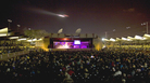 An airplane flies over the Arena Stage of the Monterey Jazz Festival. An airplane flies over the Arena Stage of the Monterey Jazz Festival.