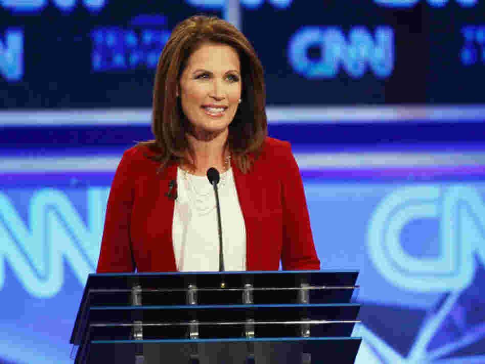 Republican presidential candidate Rep. Michele Bachmann at the presidential debate sponsored by CNN and the Tea Party Express in Tampa, Fla., Monday. Republican presidential candidate Rep. Michele Bachmann at the presidential debate sponsored by CNN and the Tea Party Express in Tampa, Fla., Monday.