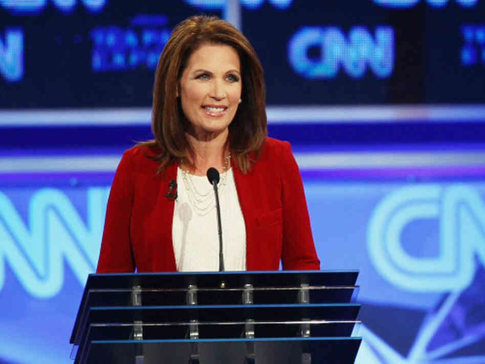 Republican presidential candidate Rep. Michele Bachmann at the presidential debate sponsored by CNN and the Tea Party Express in Tampa, Fla., Monday. Republican presidential candidate Rep. Michele Bachmann at the presidential debate sponsored by CNN and the Tea Party Express in Tampa, Fla., Monday.