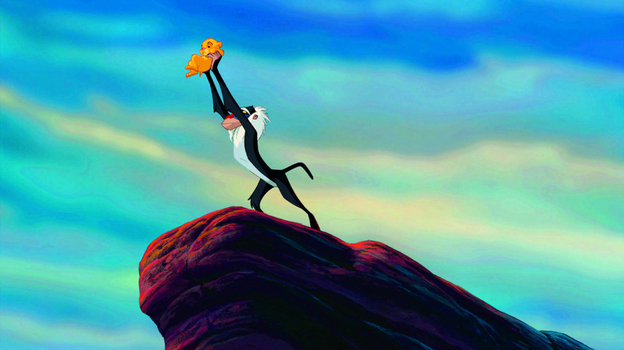 Simba is presented by Rafiki in Disney's The Lion King.