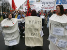 Marchers demonstrate against the German labor reforms, known as Hartz IV. (November 5, 2005)