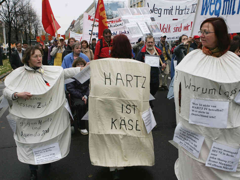 Marchers demonstrate against the German labor reforms, known as Hartz IV. (November 5, 2005) Marchers demonstrate against the German labor reforms, known as Hartz IV. (November 5, 2005)