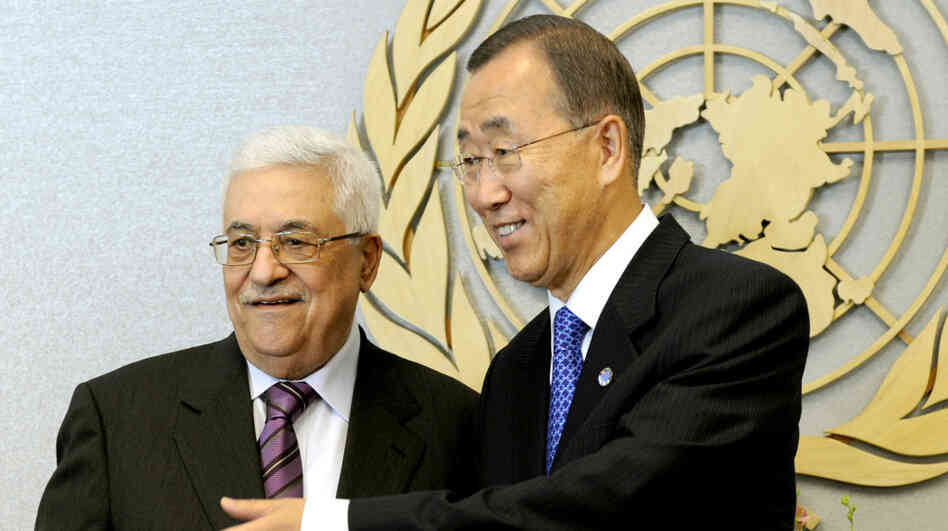 United Nations Secretary-General Ban Ki-moon meets with Mahmoud Abbas, President of the Palestinian Autority at the United Nations in New York.