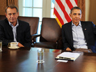 Far apart: House Speaker John Boehner (R-OH) and President Obama in July. Far apart: House Speaker John Boehner (R-OH) and President Obama in July.
