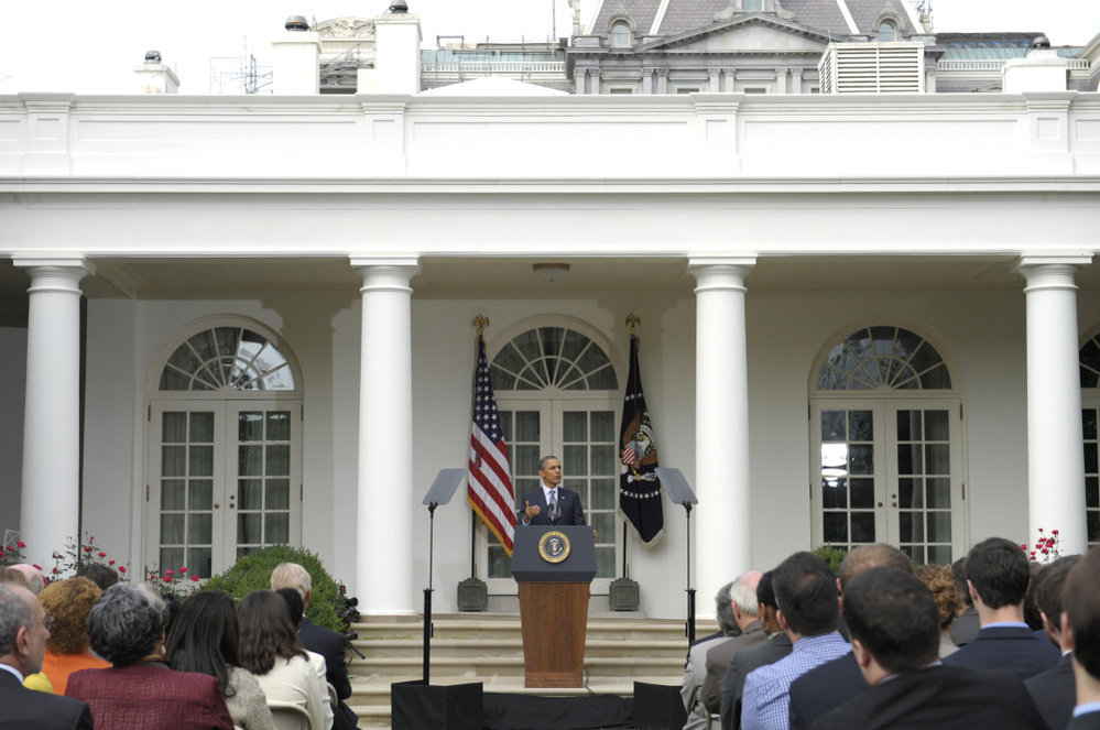 President Obama gives a White House Rose Garden speech on his deficit reduction plan. Sept. 19, 2011.