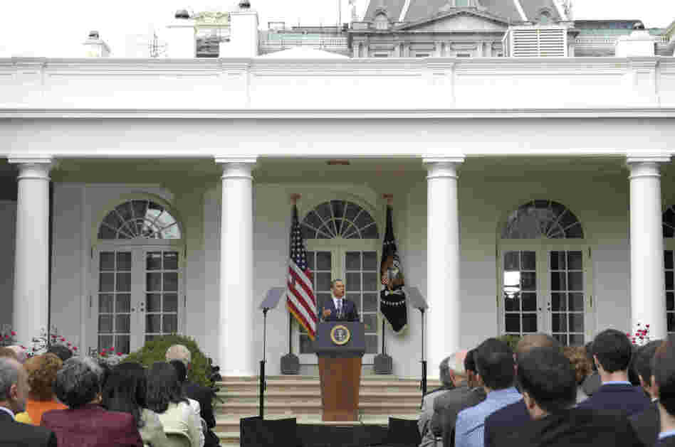 President Obama gives a White House Rose Garden speech on his deficit reduction plan. Sept. 19, 2011.