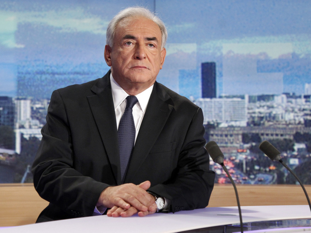 Dominique Strauss-Kahn in the studio of the French TV network TF1.