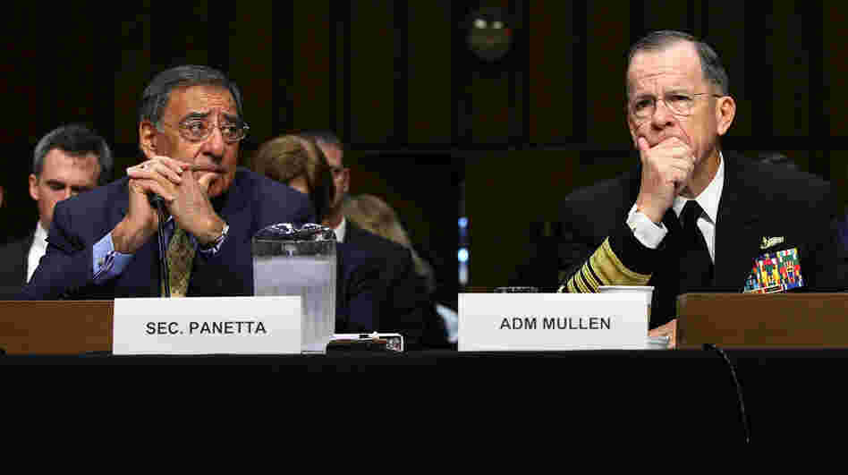Defense Secretary Leon Panetta (left) and Adm. Michael Mullen, chairman of the Joint Chiefs of Staff, testify before the Senate Armed Services Committee on Thursday. Mullen said the U.S. had evidence that Pakistan's intelligence agency supported a group involved in the attack on the U.S. Embassy in Afghanistan last week.