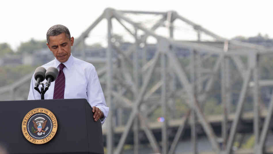 President Obama on Thursday visited the Brent Spence Bridge, which has been called "functionally obsolete." The president pressed Congress to pass his jobs act, arguing that if the country doesn't invest in restoring the bridge and other infrastructure now, it will pay for it later. President Obama on Thursday visited the Brent Spence Bridge, which has been called "functionally obsolete." The president pressed Congress to pass his jobs act, arguing that if the country doesn't invest in restoring the bridge and other infrastructure now, it will pay for it later.