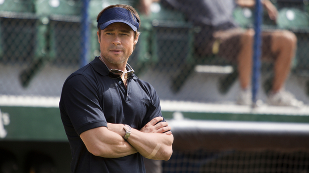 Brad Pitt plays Billy Beane, the general manager of the Oakland A's, in the movie Moneyball.