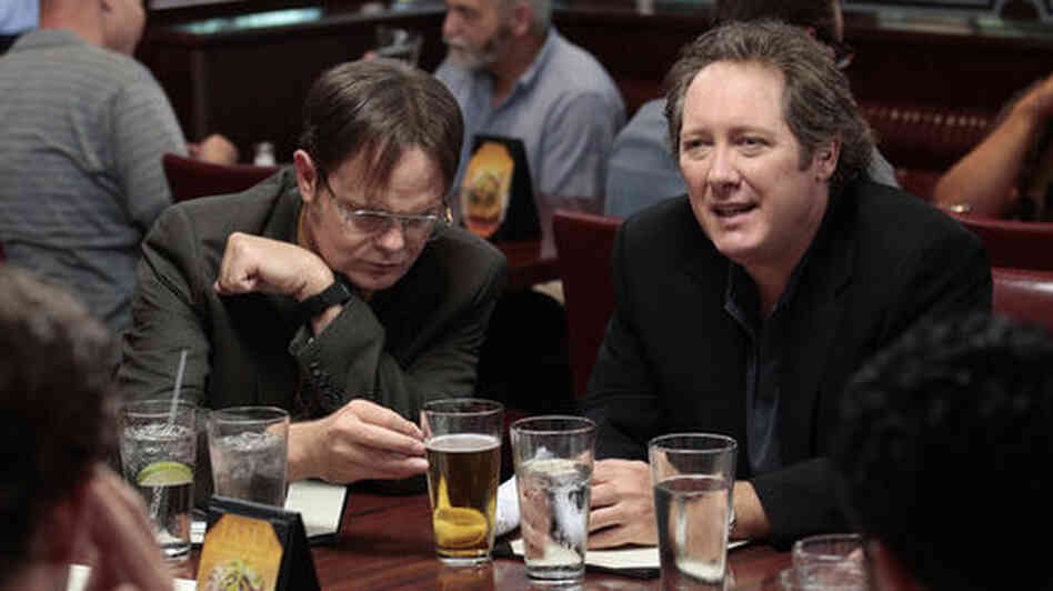Rainn Wilson and James Spader in "The List," the season premiere episode of NBC's The Office. Rainn Wilson and James Spader in "The List," the season premiere episode of NBC's The Office.
