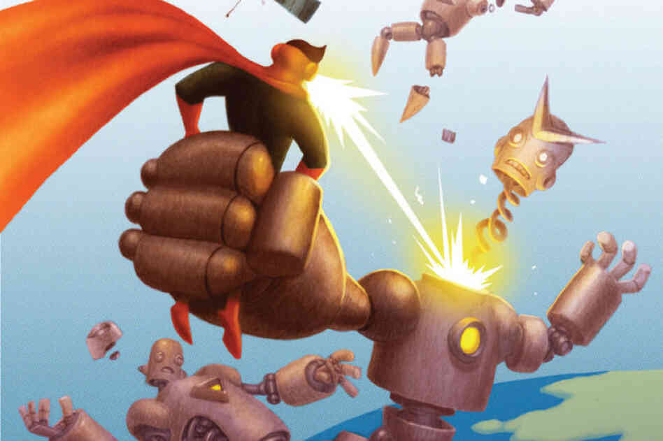 Awesome Man, the creation of author Michael Chabon and illustrator Jake Parker, can shoot positronic rays out of his eyeballs. Click here to read an excerpt of The Astonishing Secret of Awesome Man. Awesome Man, the creation of author Michael Chabon and illustrator Jake Parker, can shoot positronic rays out of his eyeballs. Click here to read an excerpt of The Astonishing Secret of Awesome Man.
