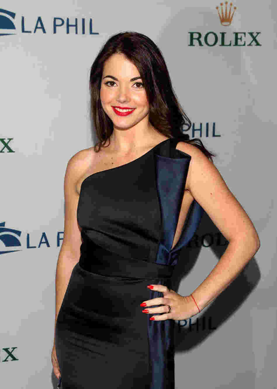 Eloisa Maturen, wife of conductor Gustavo Dudamel, arrives at the gala concert.