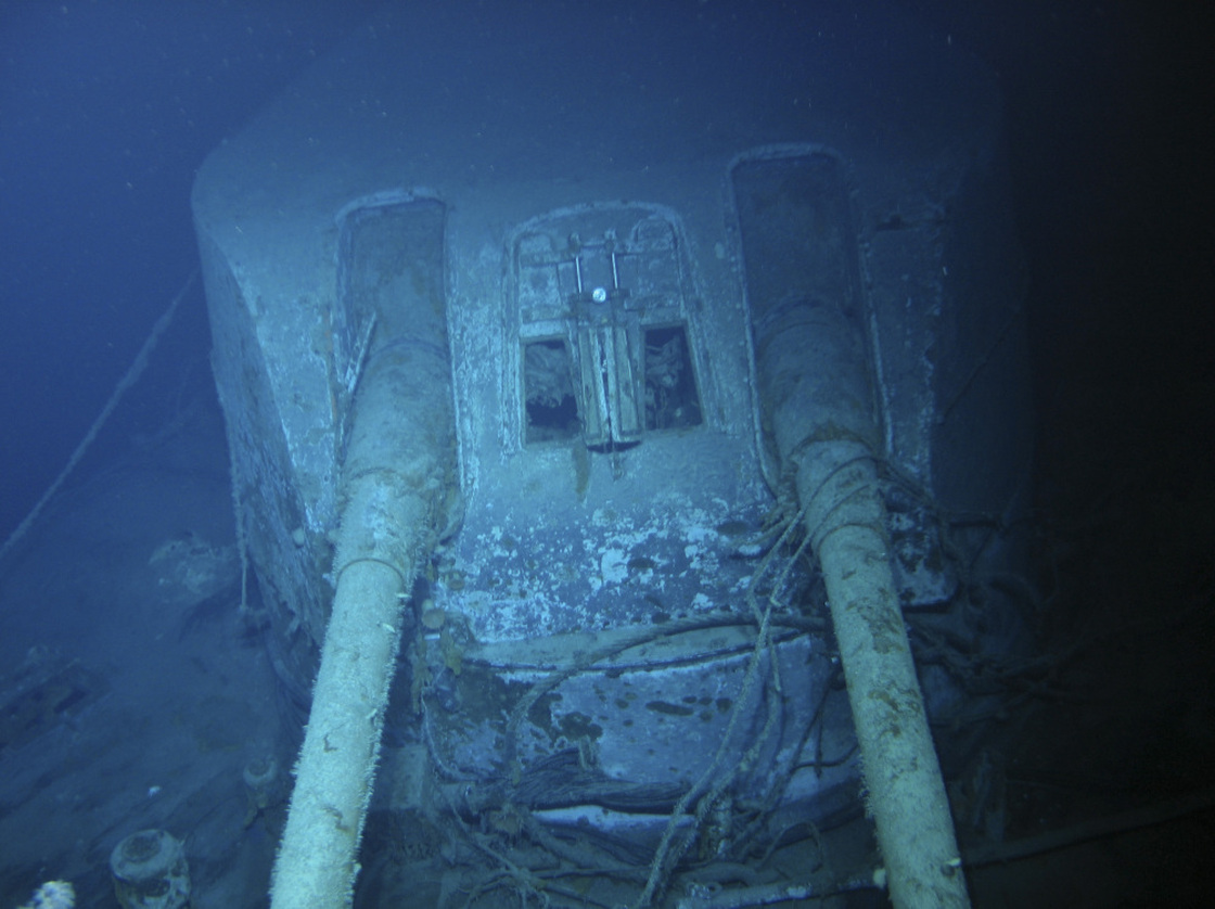 A gun turret on the sunken Australian warship HMAS Sydney. All 645 people aboard the Sydney died.