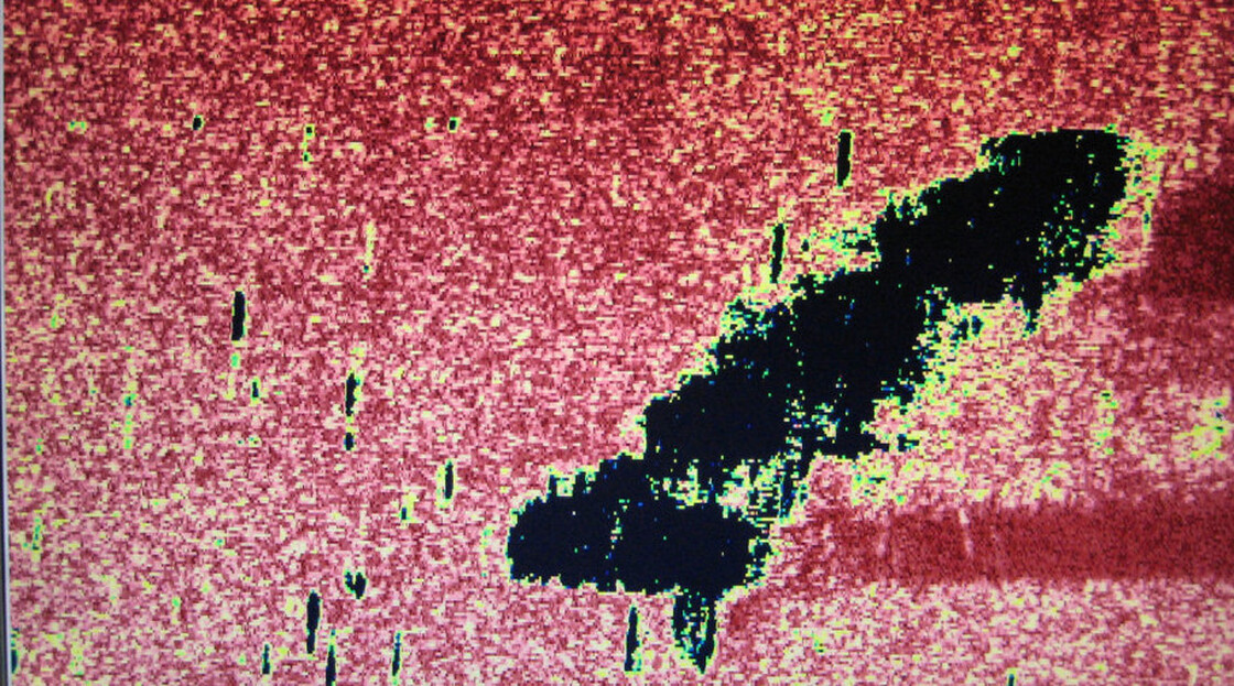 A sonar image shows the seafloor wreckage of the German ship HSK Kormoran. The discovery of the ship came 67 years after it sank during a battle in World War II.