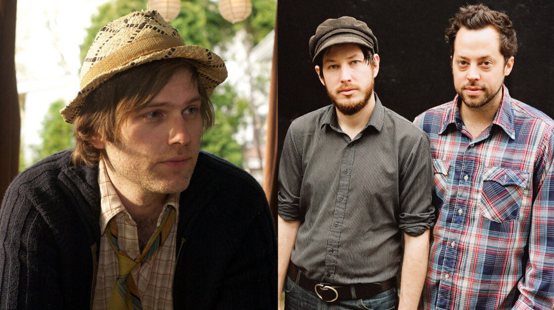Eric D. Johnson of Fruit Bats (left) and Vetiver (right) teamed up for a joint session of World Cafe.