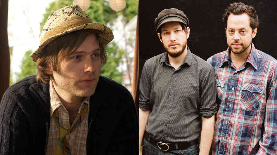 Eric D. Johnson of Fruit Bats (left) and Vetiver (right) teamed up for a joint session of World Cafe.