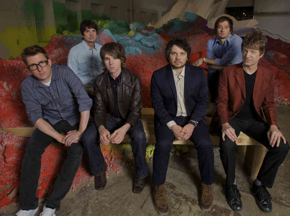 Wilco, from left: Mikael Jorgensen, Glenn Kotche, Patrick Sansone, Jeff Tweedy, John Stirratt, Nels Cline.