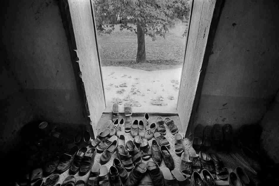 The entrance to the village mosque at prayer time, Balkh Province, 2004