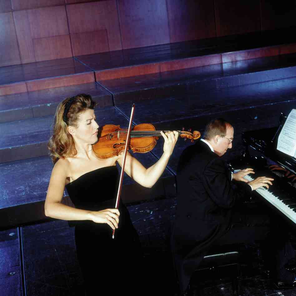 With her regular chamber music partner, Lambert Orkis, in 1996.