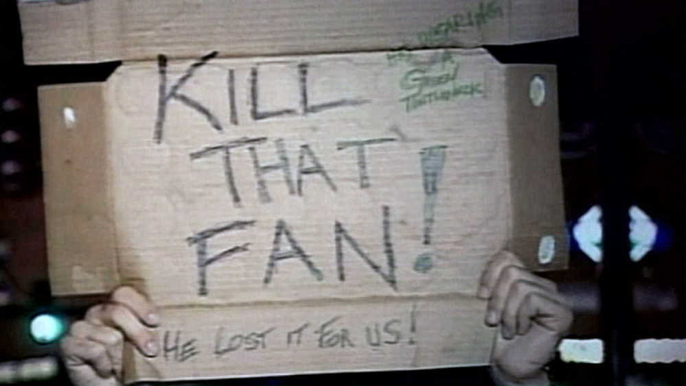 A screen grab from ESPN Films Catching Hell, Alex Gibney's look at the story of Steve Bartman.