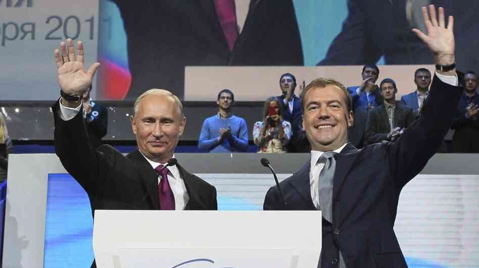 Russia's leading political party, United Russia, called for Prime Minister Vladimir Putin (left) and and President Dmitry Medvedev to effectively switch jobs when Russia holds elections next year. Putin previously served as president from 1999-2008. Russia's leading political party, United Russia, called for Prime Minister Vladimir Putin (left) and and President Dmitry Medvedev to effectively switch jobs when Russia holds elections next year. Putin previously served as president from 1999-2008.