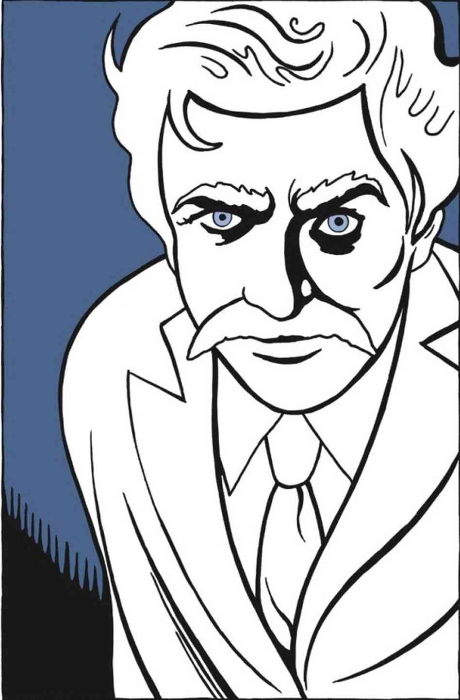 "Gaaaaaze into my mustache. Feel its powwwwer." Art from Mark Twain's Autobiography: 1910-2010. "Gaaaaaze into my mustache. Feel its powwwwer." Art from Mark Twain's Autobiography: 1910-2010.