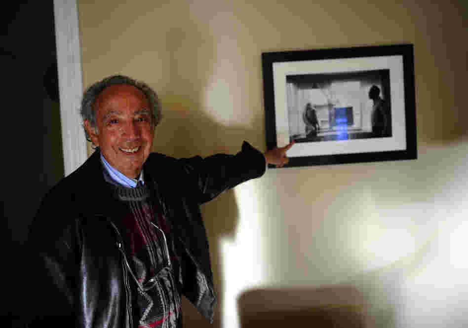 Former Chelsea Hotel manager Stanley Bard shows off a picture of actress Marilyn Monroe and playwright Arthur Miller taken in room 614 — where Miller lived during the 1960s. The artist community flourished under Bard's leadership for 50 years, before he was ousted by the hotel's board of directors in 2007.