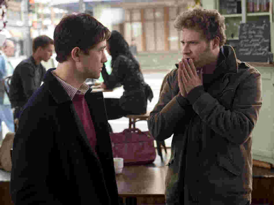 Shock And Aw-Shucks: Adam's best friend, Kyle (Seth Rogen), bucks him up with black comedy — and a trip to the bar to troll for babes.