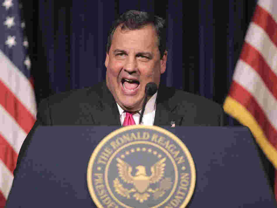 New Jersey Gov. Chris Christie speaks at the Ronald Reagan Presidential Library in Simi Valley, Calif. on Sept. 27.