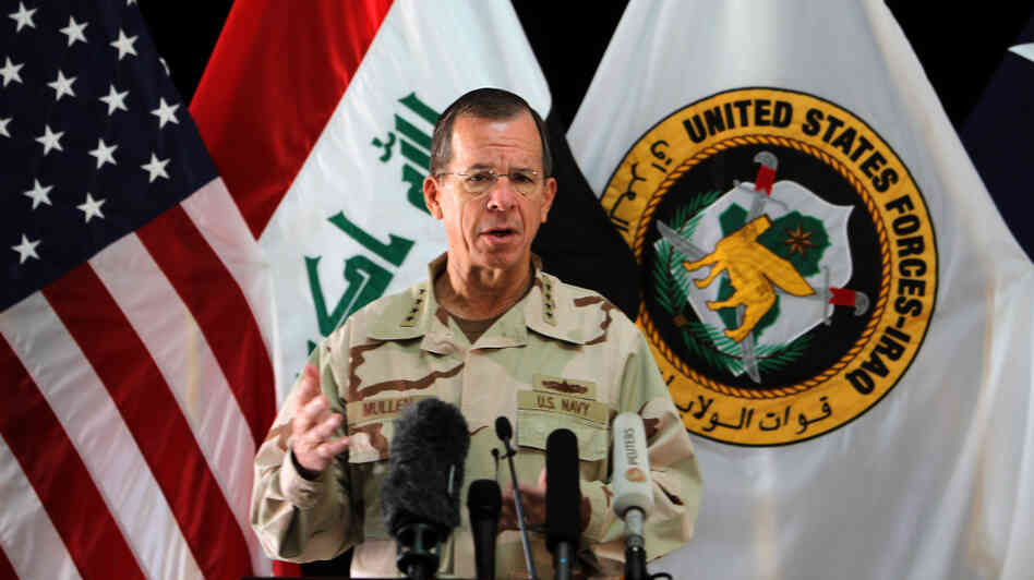 U.S. Chairman of Joint Chiefs of Staff Admiral Michael Mullen speaks during a press conference in Baghdad on Aug. 2, during a visit to press top Iraqi officials to make a decision on the future of the U.S. troop presence in Iraq. U.S. Chairman of Joint Chiefs of Staff Admiral Michael Mullen speaks during a press conference in Baghdad on Aug. 2, during a visit to press top Iraqi officials to make a decision on the future of the U.S. troop presence in Iraq.