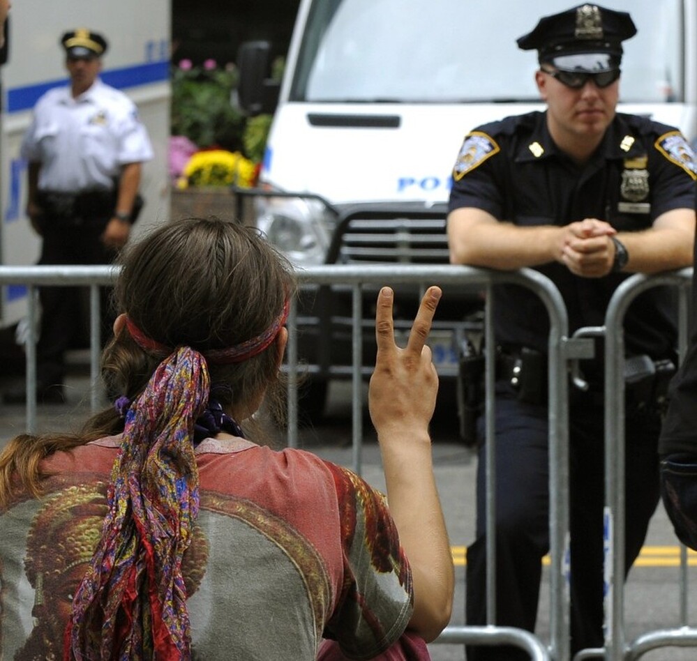 Demonstrators with "Occupy Wall Street" occupy Zuccotti Park in New York. The encampment in the financial district of New York City is now on Day 13.