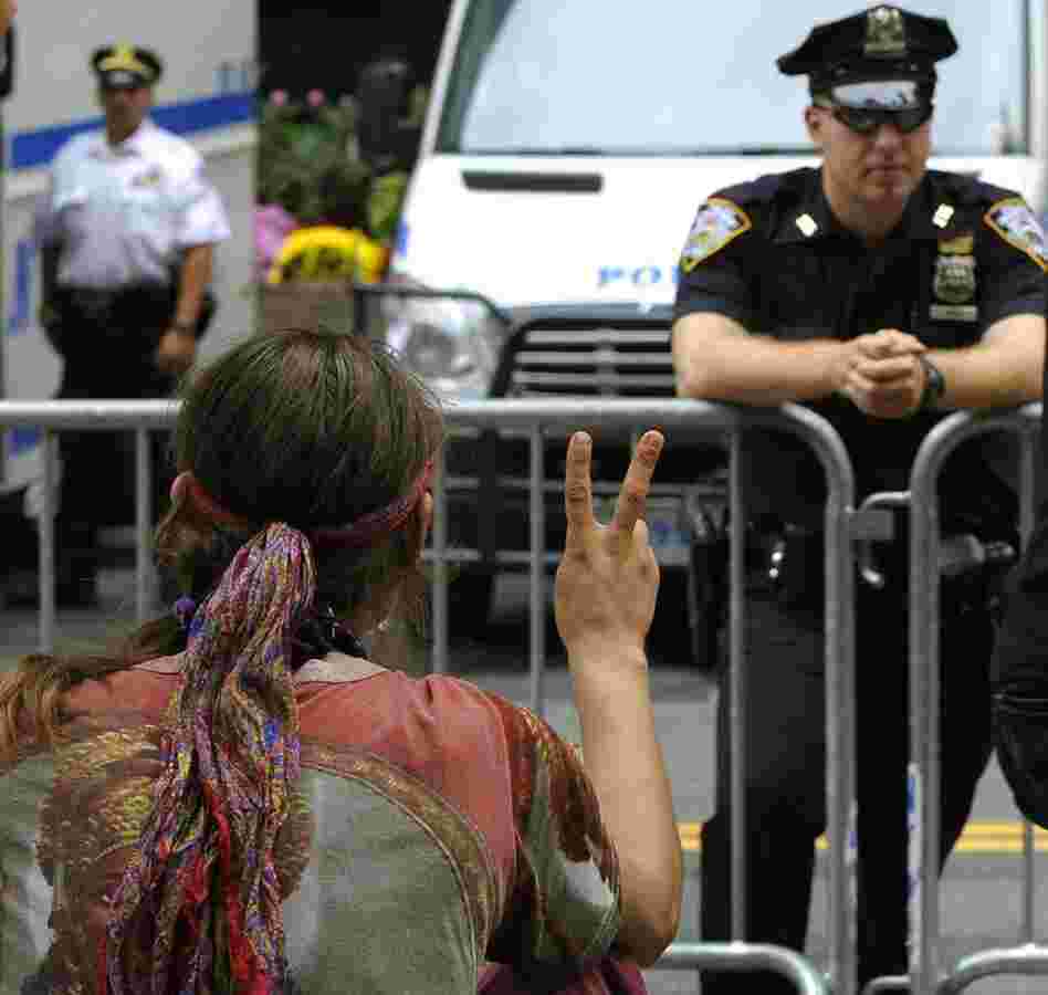 Demonstrators with "Occupy Wall Street" occupy Zuccotti Park in New York. The encampment in the financial district of New York City is now on Day 13.