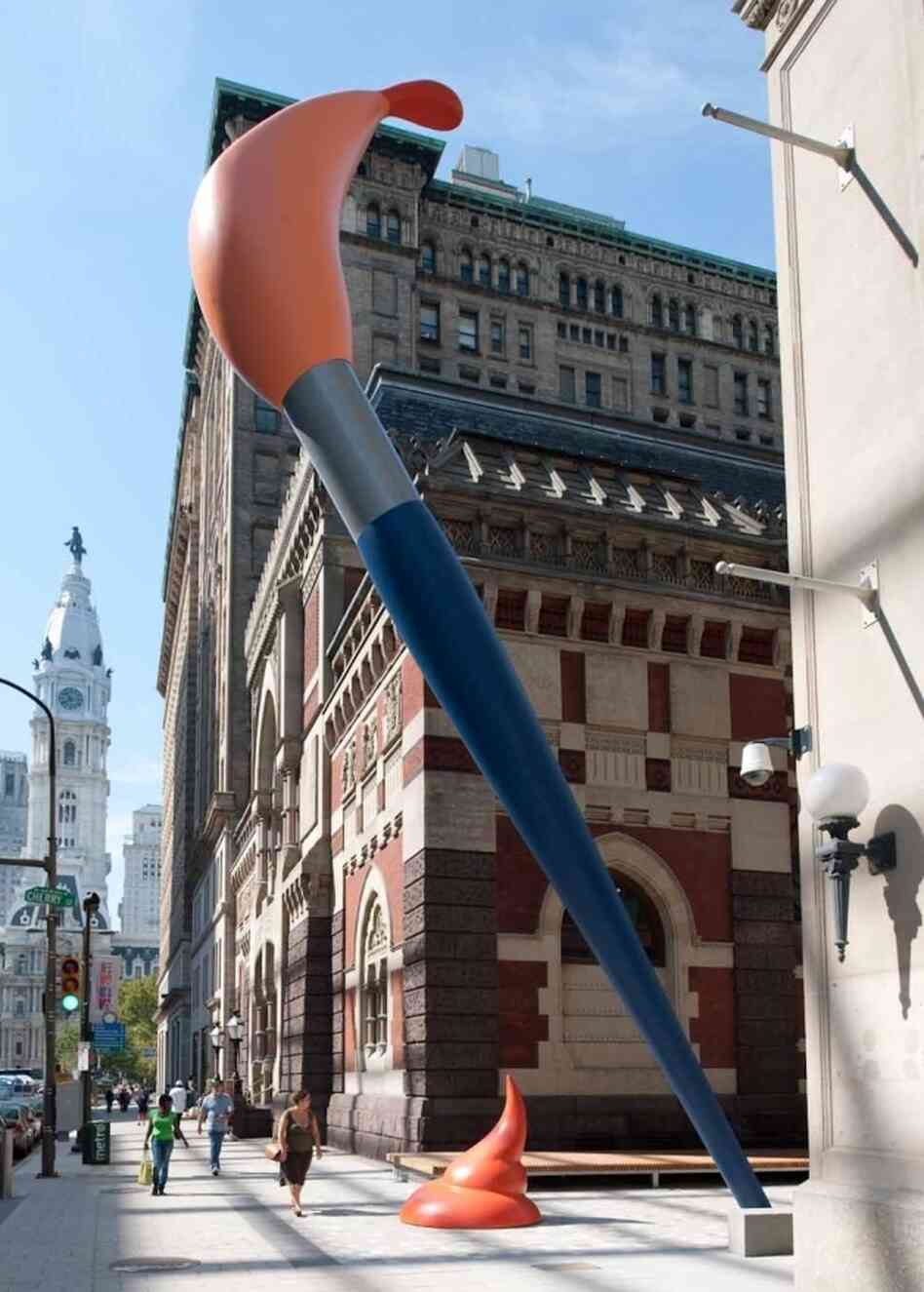 Oldenburg's 50-foot-tall Paint Torch towers over pedestrians at the Pennsylvania Academy of the Fine Arts. Oldenburg's 50-foot-tall Paint Torch towers over pedestrians at the Pennsylvania Academy of the Fine Arts.