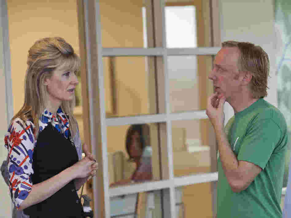 Laura Dern and series creator Mike White, shown together on the set of Enlightened, first worked together on White's 2007 film Year of the Dog.