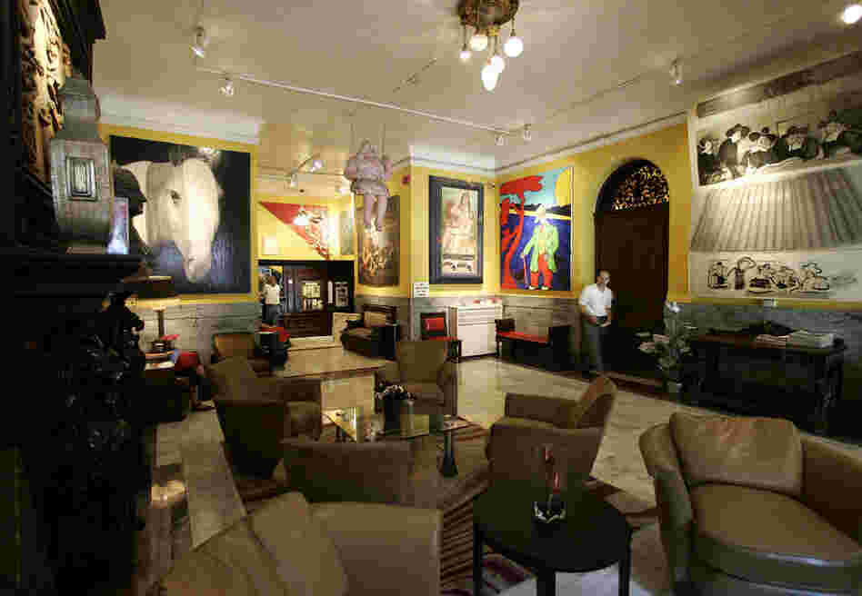 The Chelsea's lobby, shown above in 2007, was once filled with the work of its residents. 