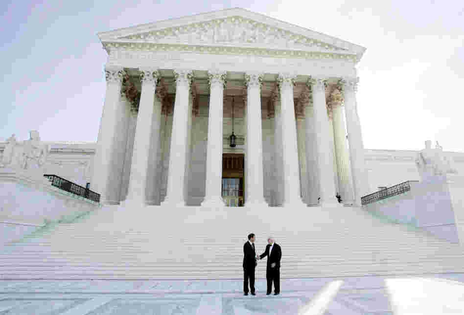 Justice John Paul Stevens (right) stands with newly sworn-in Chief Justice John Roberts in front of the U.S. Supreme Court in October 2005. Stevens' new book, Five Chiefs, is a discussion about the office of chief justice, featuring detailed profiles of the five Stevens knew well: Fred Vinson, Earl Warren, Warren Burger, William Rehnquist and John Roberts. Justice John Paul Stevens (right) stands with newly sworn-in Chief Justice John Roberts in front of the U.S. Supreme Court in October 2005. Stevens' new book, Five Chiefs, is a discussion about the office of chief justice, featuring detailed profiles of the five Stevens knew well: Fred Vinson, Earl Warren, Warren Burger, William Rehnquist and John Roberts.