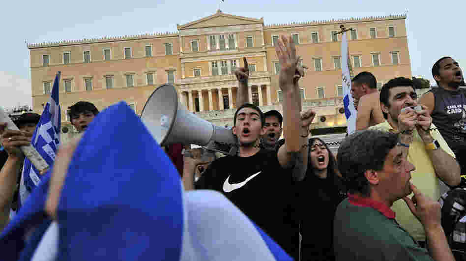 In June, youth demonstrators in Greece protested against the country's new austerity package. The package was passed as a condition set by the European Union and IMF for release of a  bailout to help Greece's ailing economy.