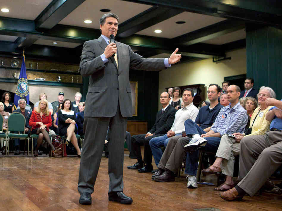 Texas Gov. Rick Perry speaks to Hampton, NH audience, Oct. 1, 2011. Texas Gov. Rick Perry speaks to Hampton, NH audience, Oct. 1, 2011.