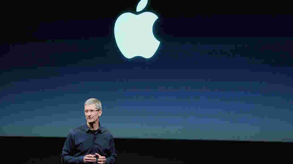 Apple CEO Tim Cook speaks at the event introducing the new iPhone.