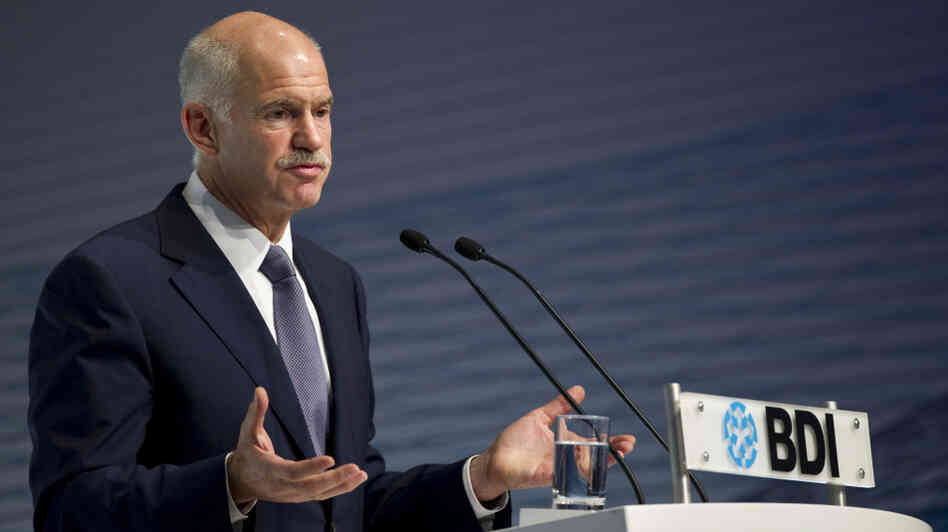 Greek Prime Minister George Papandreou addresses a meeting of the Federation of German Industry in Berlin last month. He is the son and grandson of Greek prime ministers, but his critics say he is betraying the work of his father, who built up the Greek welfare state. Greek Prime Minister George Papandreou addresses a meeting of the Federation of German Industry in Berlin last month. He is the son and grandson of Greek prime ministers, but his critics say he is betraying the work of his father, who built up the Greek welfare state.
