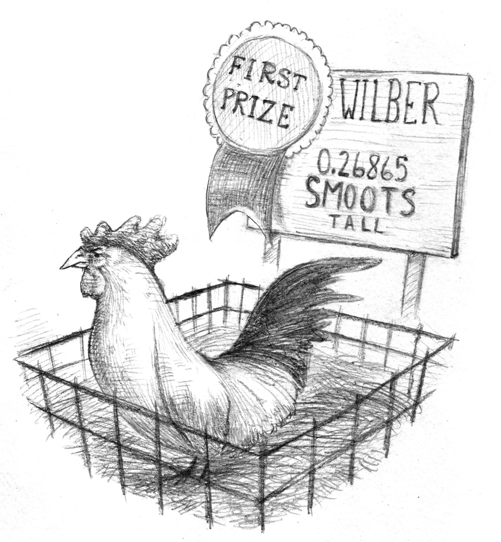  Wilber, the chicken, is 0.26865 smoots tall.