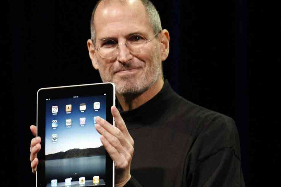 Jobs reveals the new iPad in San Francisco in 2010. 