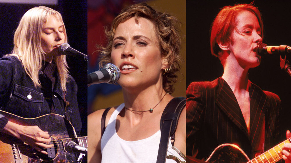Left to right: Aimee Mann, Sheryl Crow, Suzanne Vega.