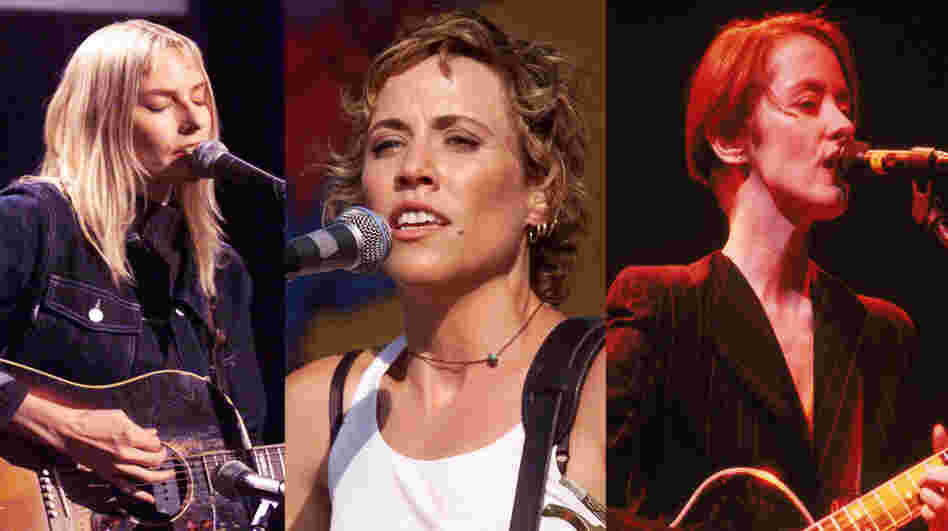 Left to right: Aimee Mann, Sheryl Crow, Suzanne Vega.