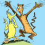 The young duck McKluck and his friend the cat discuss what to do with their magical wish-granting Bippolo Seed in Dr. Seuss's story, The Bippolo Seed.