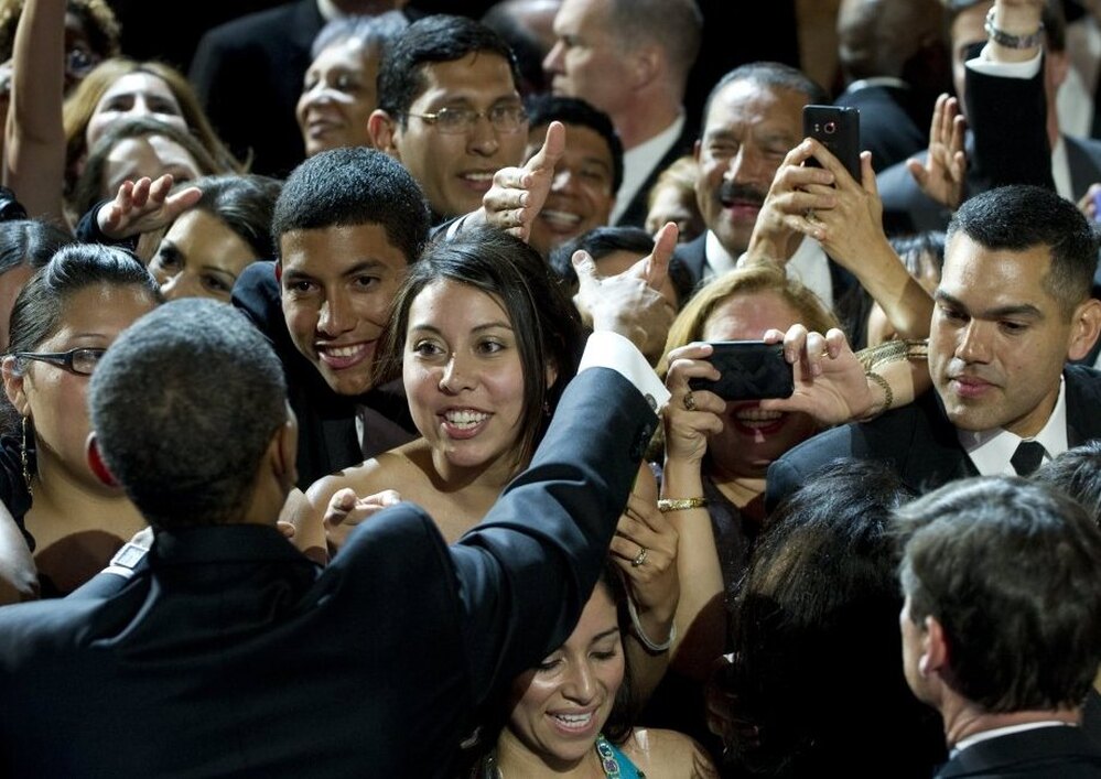 President Obama greets attendees after speaking during the Congressional Hispanic Caucus Institute's 34th Annual Awards Gala in Washington last month. The administration has been taking steps to win back the support of Latino voters. 